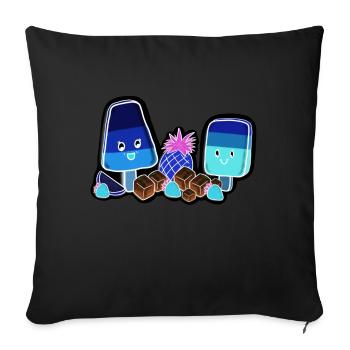 Kawaii-Eis am Stiel in Neon - Sofakissenbezug 45 x 45 cm - Schwarz - Vorne