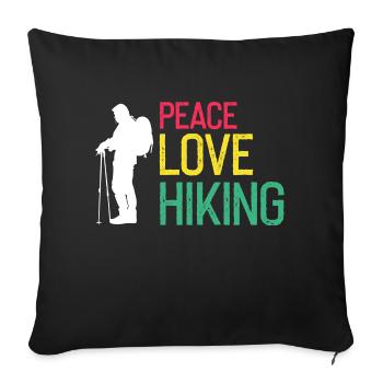 PEACE LOVE HIKING Chemise rétro géniale pour randonneur - Housse de coussin décorative 45 x 45 cm - noir - Devant