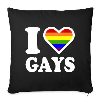 I love gays - Housse de coussin décorative 45 x 45 cm - noir - Devant