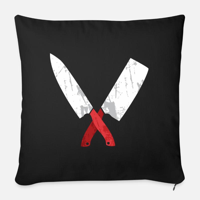 Kochmesser gekreuzt - Sofakissenbezug 45 x 45 cm - Schwarz