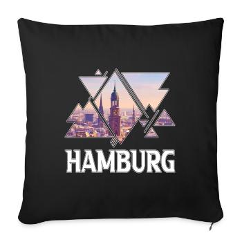 Hambourg Allemagne city skyline home love - Housse de coussin décorative 45 x 45 cm - noir - Devant