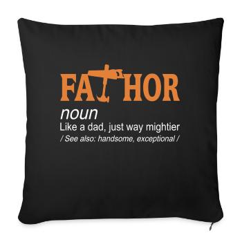 FaTHOR comme un père juste beaucoup plus puissant rétro drôle - Housse de coussin décorative 45 x 45 cm - noir - Devant