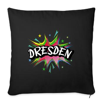 Dresden Deutschland Stadt Pop Art Comic Kunst - Sofakissenbezug 45 x 45 cm - Schwarz - Vorne