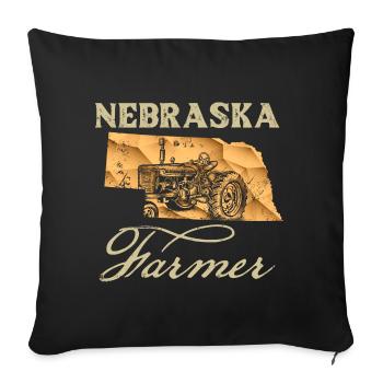 Nebraska Farmer Tractor Lover State Map Farming Lo - Sofa pillowcase 17,3'' x 17,3'' (45 x 45 cm) - black - Front
