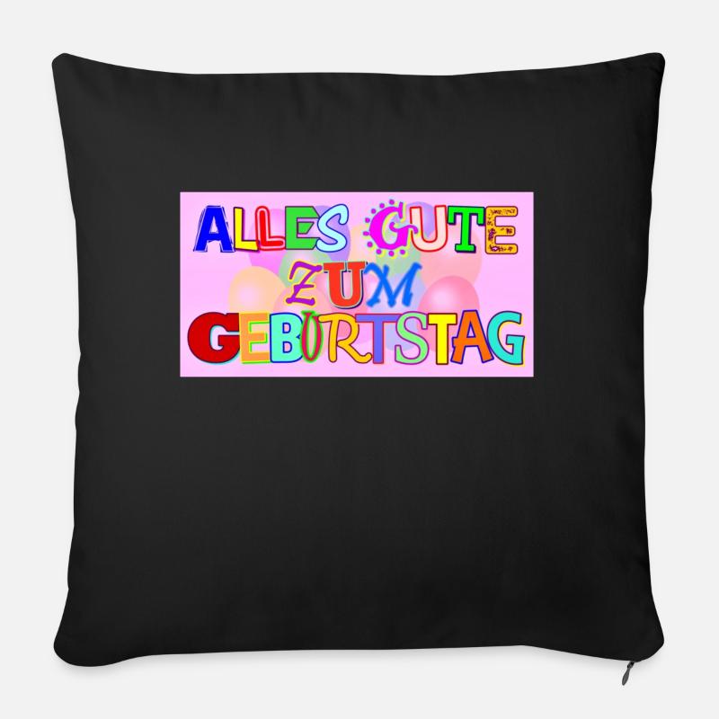 Alles Gute zum Geburtstag Schrift - Sofakissenbezug 45 x 45 cm - Schwarz