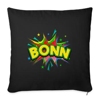 Bonn Allemagne Ville Pop Art Bande dessinée - Housse de coussin décorative 45 x 45 cm - noir - Devant