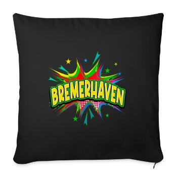 Bremerhaven Allemagne Ville Pop Art Bande dessinée - Housse de coussin décorative 45 x 45 cm - noir - Devant