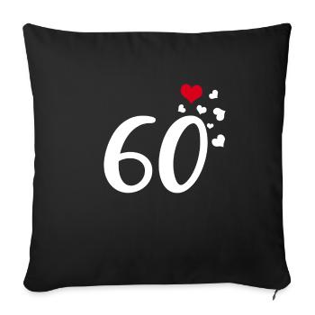 60e anniversaire coeurs 60 - Housse de coussin décorative 45 x 45 cm - noir - Devant