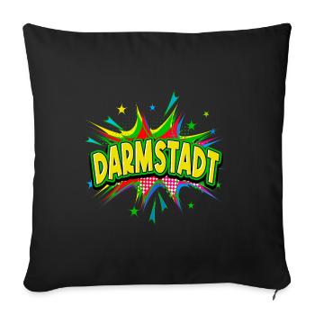 Darmstadt Allemagne Ville Pop Art Bande dessinée - Housse de coussin décorative 45 x 45 cm - noir - Devant