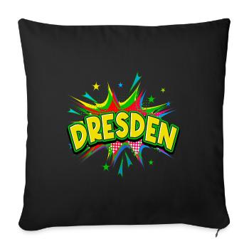 Dresden Germany City Pop Art Comic Art - Sofa pillowcase 17,3'' x 17,3'' (45 x 45 cm) - black - Front