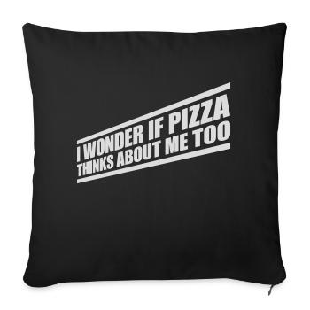 pizza thinks about me - Sofa pillowcase 17,3'' x 17,3'' (45 x 45 cm) - black - Front