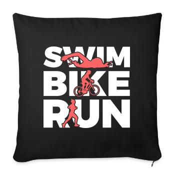 Natation Cyclisme Course à pied Répétition - Housse de coussin décorative 45 x 45 cm - noir - Devant