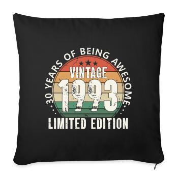 30e anniversaire 30 ans 1993 né - Housse de coussin décorative 45 x 45 cm - noir - Devant