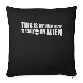 Citation extraterrestre de costume humain - Housse de coussin décorative 45 x 45 cm - noir - Devant