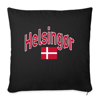Helsingør Denmark flag - Sofa pillowcase 17,3'' x 17,3'' (45 x 45 cm) - black - Front