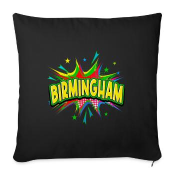 Birmingham England UK City Pop Art Comic Art - Sofa pillowcase 17,3'' x 17,3'' (45 x 45 cm) - black - Front