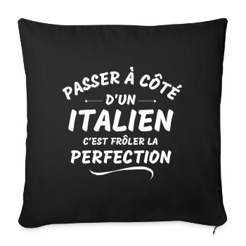 Italie, je suis Italien, Italie humour - Housse de coussin décorative 45 x 45 cm - noir - Devant