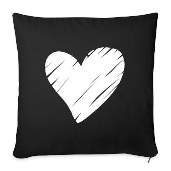 Cœur Blanc - Housse de coussin décorative 45 x 45 cm - noir - Devant
