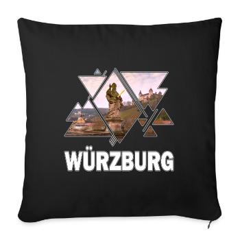 Würzburg Allemagne Ville Skyline Home Love - Housse de coussin décorative 45 x 45 cm - noir - Devant