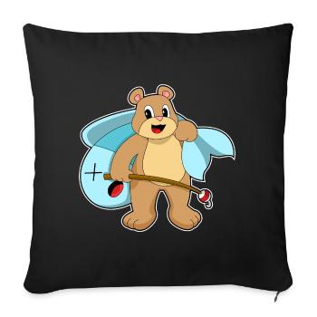 Pêche au poisson Bear Angler - Housse de coussin décorative 45 x 45 cm - noir - Devant