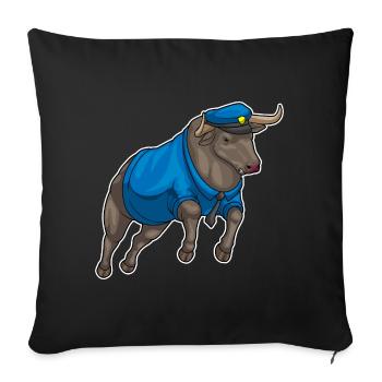 Police du Taureau Police de la Casquette - Housse de coussin décorative 45 x 45 cm - noir - Devant