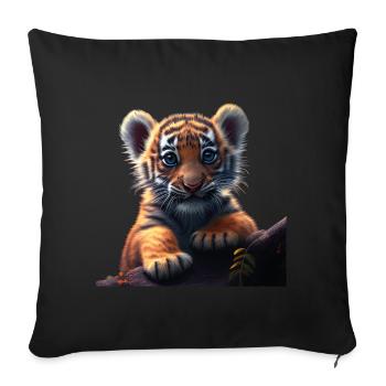 kleiner Tiger - Sofakissenbezug 45 x 45 cm - Schwarz - Vorne