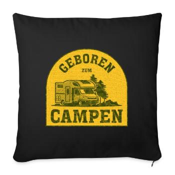 Campen Vintage Badge Motiv - Sofakissenbezug 45 x 45 cm - Schwarz - Vorne