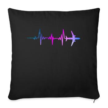Airplane Space Heartbeat For Aviation Plane - Sofa pillowcase 17,3'' x 17,3'' (45 x 45 cm) - black - Front