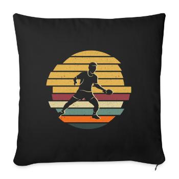 Joueur de tennis de table Vintage Ping Pong Tennis de table - Housse de coussin décorative 45 x 45 cm - noir - Devant