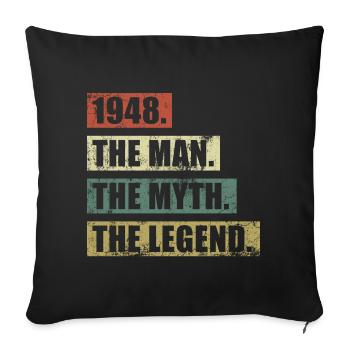 1948 Jahrgang Mann Mythos Legende - Sofa pillowcase 17,3'' x 17,3'' (45 x 45 cm) - black - Front
