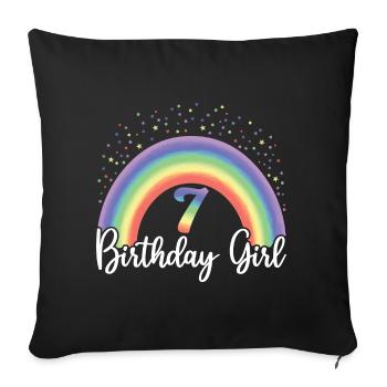 Süßer Regenbogen 7 Geburtstagskind, 8 Jahre alt B-Day - Sofakissenbezug 45 x 45 cm - Schwarz - Vorne