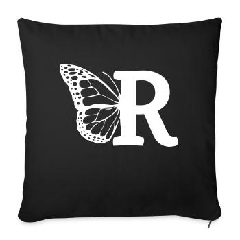 letter R butterfly - Sofa pillowcase 17,3'' x 17,3'' (45 x 45 cm) - black - Front