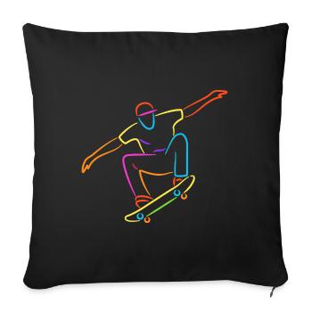 Skateboard coloré Skater Skating Skateboarder - Housse de coussin décorative 45 x 45 cm - noir - Devant