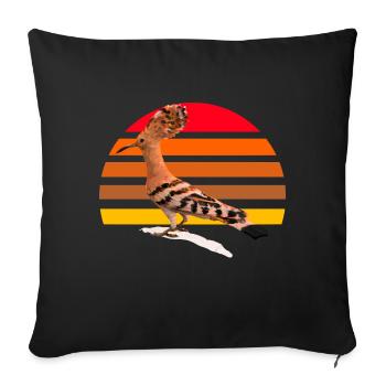 Hoopoe Bird Illustration - Sofa pillowcase 17,3'' x 17,3'' (45 x 45 cm) - black - Front