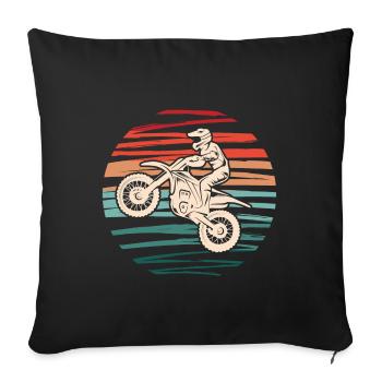 Motocross Vintage Motorsport Dirtbike Moto - Housse de coussin décorative 45 x 45 cm - noir - Devant