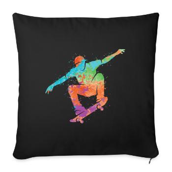 Skateboarder Skater coloré Skater Skateboard - Housse de coussin décorative 45 x 45 cm - noir - Devant