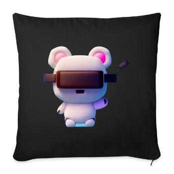 Bär mit Virtual Reality Headset - Sofakissenbezug 45 x 45 cm - Schwarz - Vorne