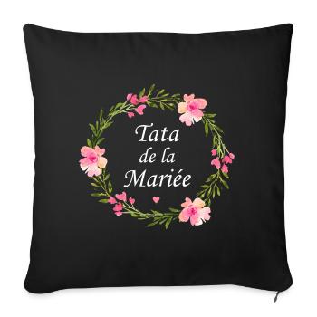 Tata de la mariée - Housse de coussin décorative 45 x 45 cm - noir - Devant