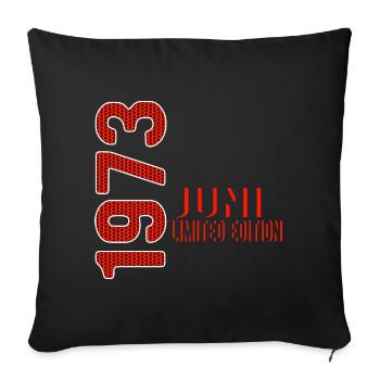 Juin 1973 édition limitée millésime année de naissance - Housse de coussin décorative 45 x 45 cm - noir - Devant