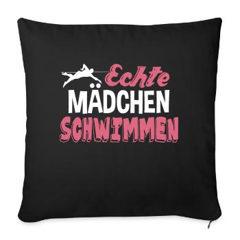 Echte Mädchen schwimmen - Sofakissenbezug 45 x 45 cm - Schwarz - Vorne