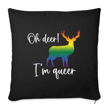 Pride Month LGBTQ - Oh Deer I'm Queer! - Sofa pillowcase 17,3'' x 17,3'' (45 x 45 cm) - black - Front