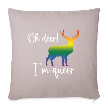 Pride Month LGBTQ - Oh Deer I'm Queer! - Sofa pillowcase 17,3'' x 17,3'' (45 x 45 cm) - light taupe - Front