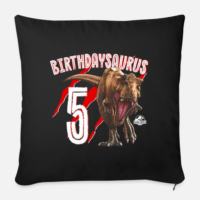 Jurassic World Birthday Design Birthdaysaurus 5 - Sofa pillowcase 17,3'' x 17,3'' (45 x 45 cm) - black