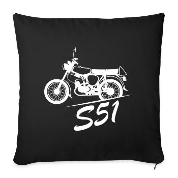 Simson S51 Symbol Nostalgia GDR Moped Friends - Sofa pillowcase 17,3'' x 17,3'' (45 x 45 cm) - black - Front