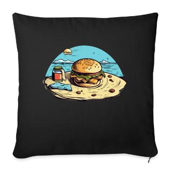 Hamburger at beach n°1 - Sofa pillowcase 17,3'' x 17,3'' (45 x 45 cm) - black - Front