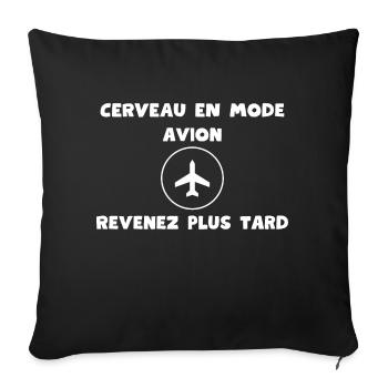 Cerveau en mode avion - Housse de coussin décorative 45 x 45 cm - noir - Devant