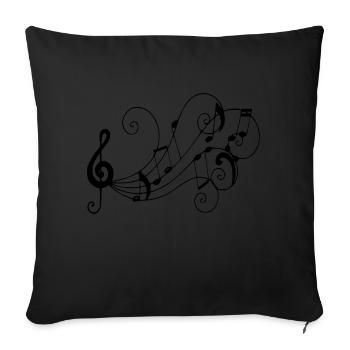 Musical notes - Sofa pillowcase 17,3'' x 17,3'' (45 x 45 cm) - black - Front