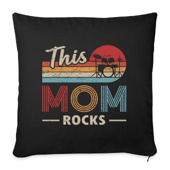 Cette maman rock drums batteur de la fête des mères - Housse de coussin décorative 45 x 45 cm - noir - Devant
