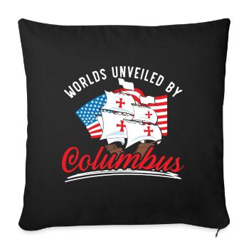 Worlds revealed by Columbus Indigenous people - Sofa pillowcase 17,3'' x 17,3'' (45 x 45 cm) - black - Front
