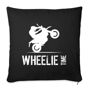 Motorcycle Biker Symbol Wheelie Time Illustration - Sofa pillowcase 17,3'' x 17,3'' (45 x 45 cm) - black - Front